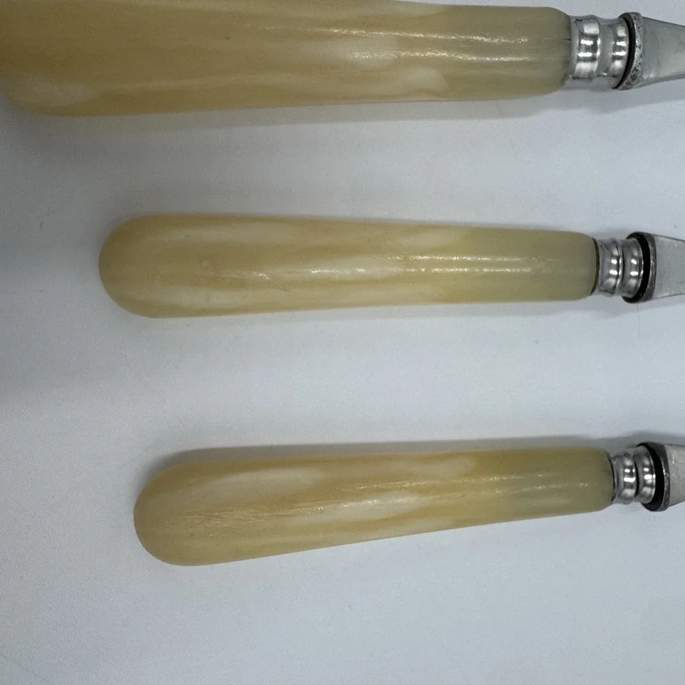 Jean Dubost BISTRO Professional Cutlery Ivory FRANCE Flatware 4 Soup  Spoons